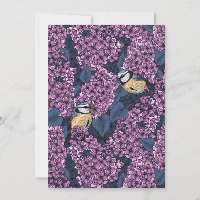 Oiseaux dans le jardin violet lilas (Devant)