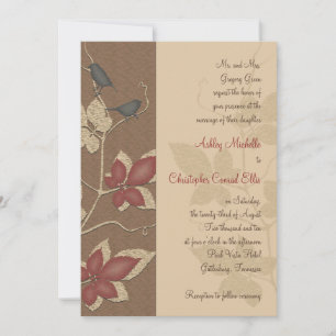 Oiseaux d'automne et Faire-part de mariage Feuille
