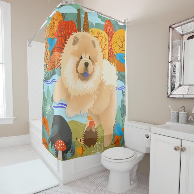 OISEAUX DE BONHEUR Chow rideau de tissu ombragé (En situation)