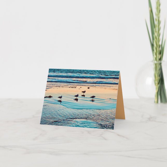 Oiseaux de bord de mer au crépuscule Carte  (Devant)
