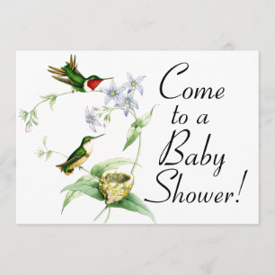 Oiseaux de colibri et invitation de baby shower de