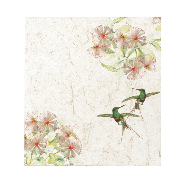 Oiseaux de colibri Fleurs Animaux Faune Bloc-notes (Devant)
