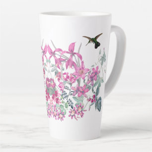 Oiseaux de colibri Fleurs de jardin rose Latte Mug