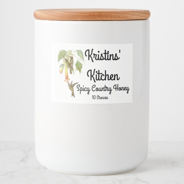 Oiseaux de colibri Fleurs sauvages Étiquette alime (Devant)