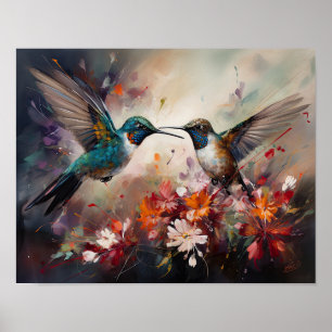 Oiseaux de colibri Peinture Art Imprimer Poster