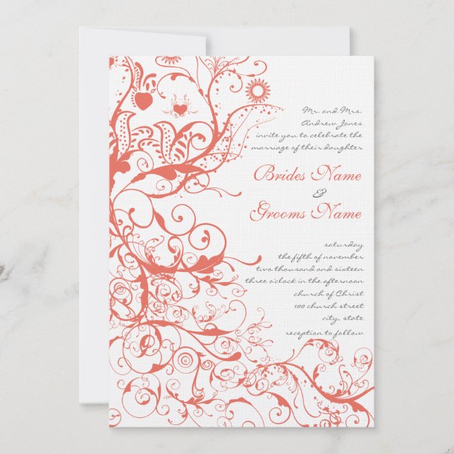 Oiseaux de corail et tourbillons Invitations de ma (Devant)