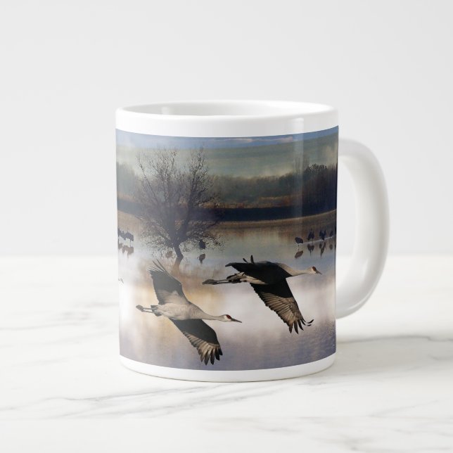 Oiseaux de grue de sable Volant Faune Mug (Devant droit)
