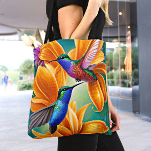 Oiseaux de Humming sur le Sac fourre-tout de fleur