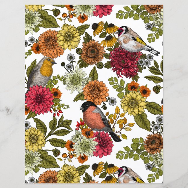Oiseaux de jardin et fleurs 1 (Devant)
