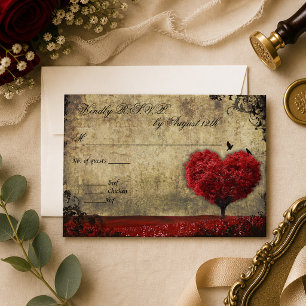 Oiseaux de l'amour Arbre à coeur Mariage RSVP en r