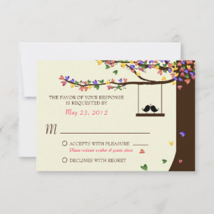 Oiseaux de l'amour Cœurs colorés Chêne RSVP