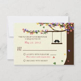 Oiseaux de l'amour Cœurs colorés Chêne RSVP