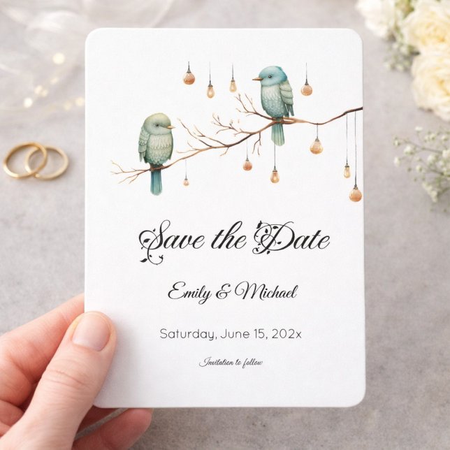 Oiseaux de l'Amour de la Forêt Rustique Mariage Éc (Créateur téléchargé)
