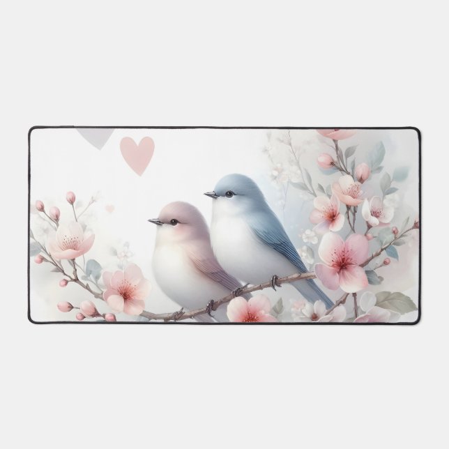 Oiseaux de l'amour romantique Branche de fleurs de (Recto)