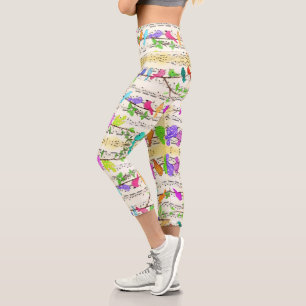 Oiseaux de musique colorés Capri Leggings Printemp