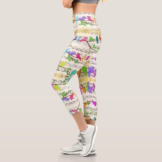 Oiseaux de musique colorés Capri Leggings Printemp (Gauche)