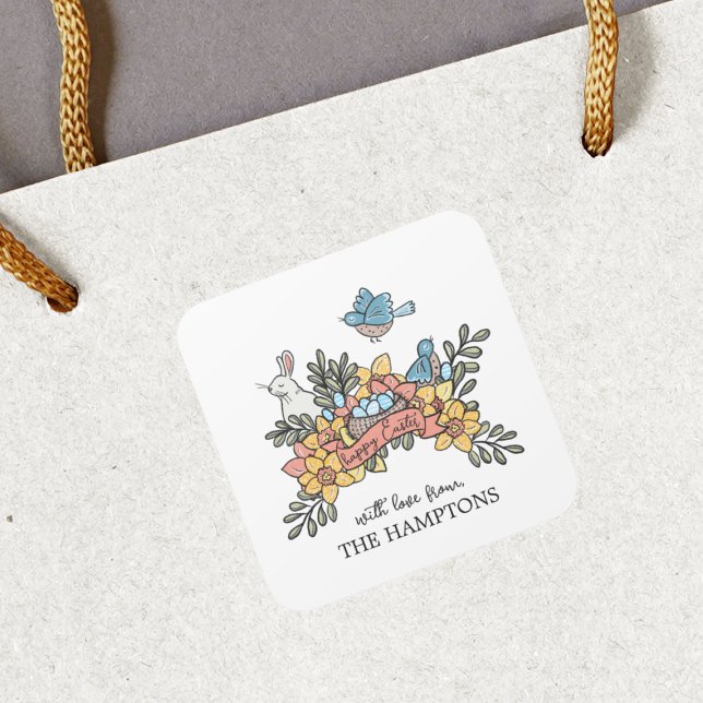 Oiseaux de Pâques et Étiquette de Cadeau Lapin (Créateur téléchargé)