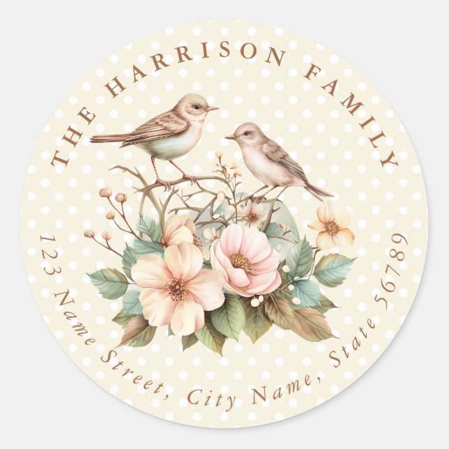 Oiseaux de Pâques Nom personnalisé Stickers ronds (Devant)