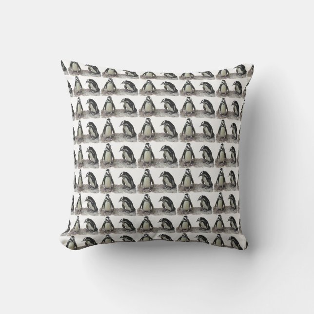 Oiseaux de pingouins noirs et blancs Coussin extér (Recto)