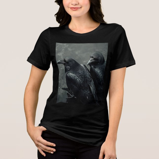 Oiseaux de plume Paire de corbeaux, Tshirt Ravens (Recto)