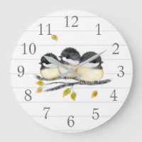 Oiseaux de poulet blanc et gris Horloge murale