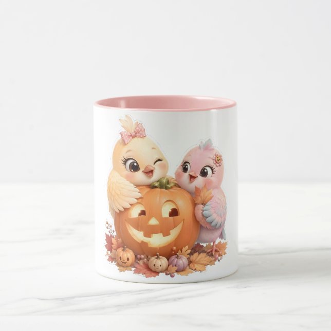 Oiseaux d'Halloween effrayants Mug Automne (Centre)