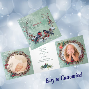 Oiseaux d'hiver Pine Wreath Modèle photo Noël