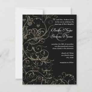Oiseaux d'or et tourbillons Invitations de mariage