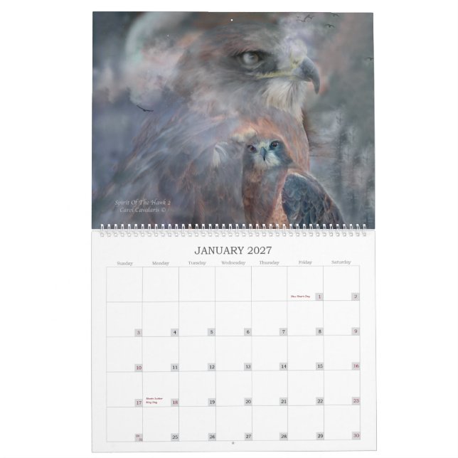 Oiseaux du calendrier 2012 d'art de proie (Jan 2027)