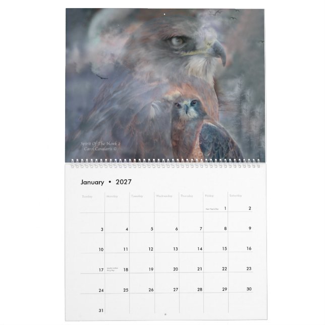 Oiseaux du calendrier 2015 d'art de proie (Jan 2027)
