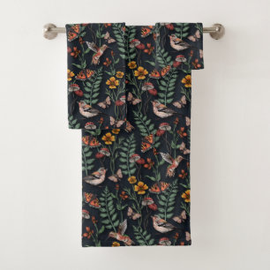 Oiseaux du jardin foncé et papillons