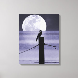 Oiseaux du lac et toile de Pleine lune Imprimer