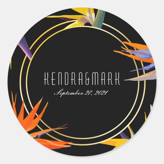 Oiseaux du Paradis Stickers Mariage Floral (Devant)