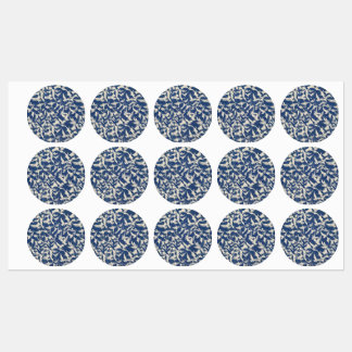 Oiseaux en bleu et blanc étiquette animal