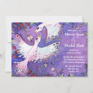 Oiseaux et abeilles Fleurs Invitations Faire-part