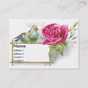 Oiseaux et carte commerciale victorienne de rose