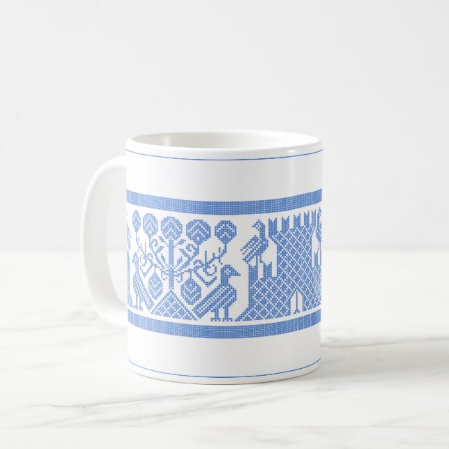 Oiseaux et châteaux Mug de café (Devant gauche)