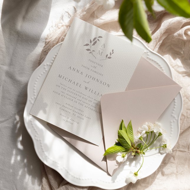 Oiseaux et faire-part de mariage romantique feuill (Créateur téléchargé)