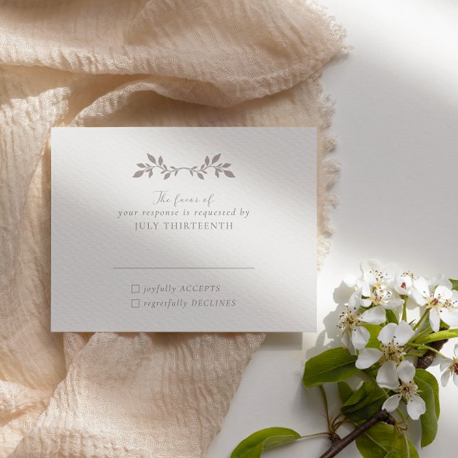 Oiseaux et feuille, carte de réponse ecru romantiq (Créateur téléchargé)