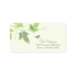 Oiseaux et Feuille Mariages Étiquettes de adresse