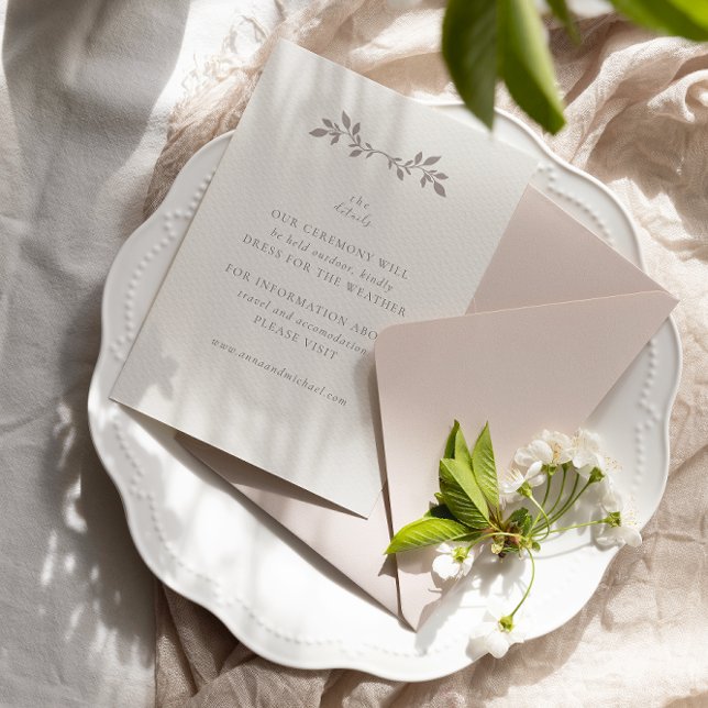 Oiseaux et feuilles, ecru détails mariage Carte à  (Créateur téléchargé)