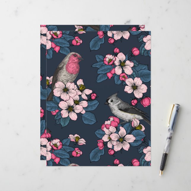 Oiseaux et fleurs (Devant/Arrière en situation)