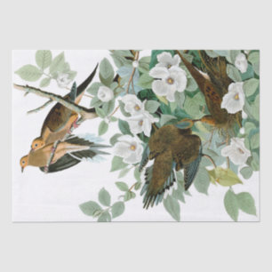 Oiseaux et fleurs 15" naturel x 20" papier de soie