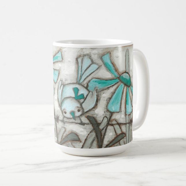 Oiseaux et fleurs/bleu de Laguna - tasse (Devant droit)