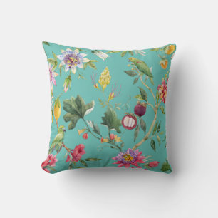 Oiseaux Et Fleurs Couleur Oreiller
