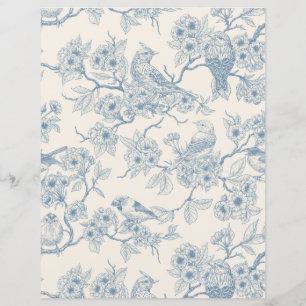 Oiseaux et fleurs de cerisier en bleu et blanc cas