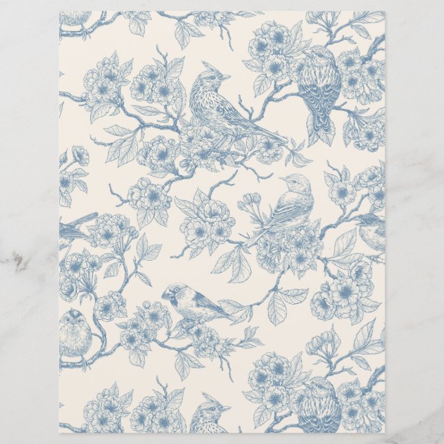 Oiseaux et fleurs de cerisier en bleu et blanc cas (Devant)