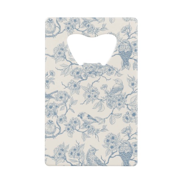 Oiseaux et fleurs de cerisier en bleu et blanc cas (Devant)
