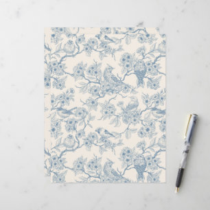 Oiseaux et fleurs de cerisier en bleu et blanc cas