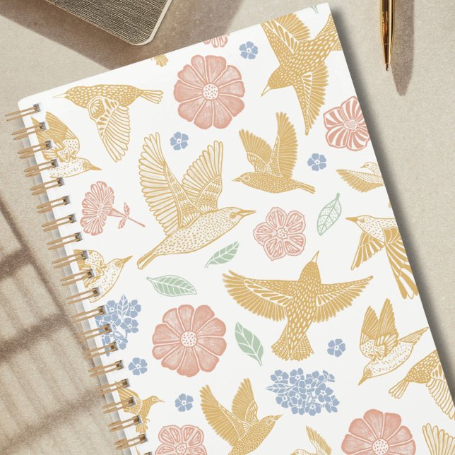 Oiseaux et Fleurs Dessinés à la Main Hebdomadaire (Créateur téléchargé)